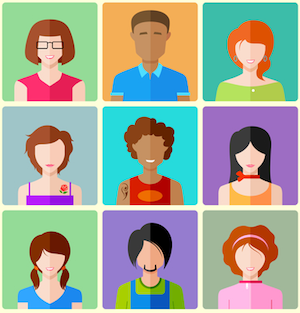 colorful graphic of faces